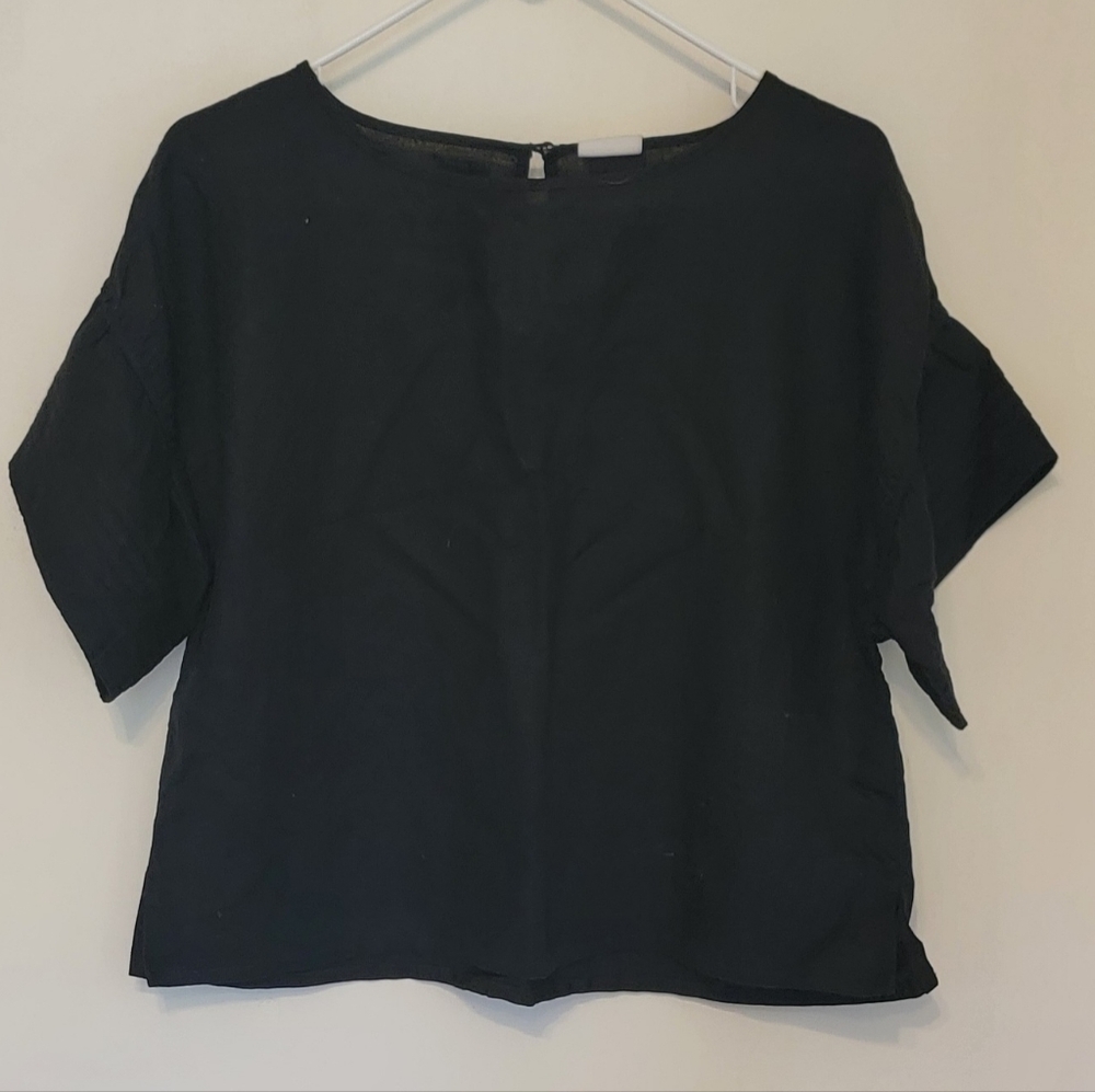Gap Cropped Linen Blend Top Size Medium Petite